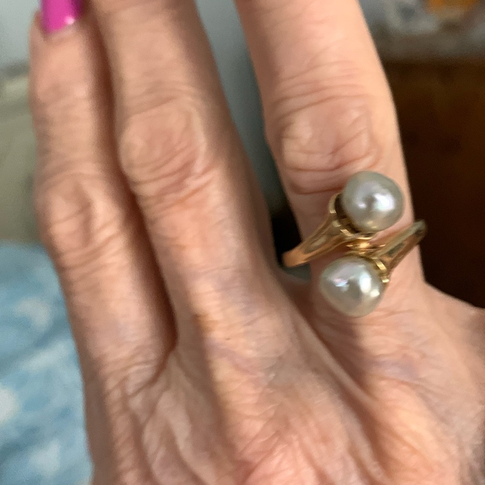 14kt gold Tihitian pearl ring sz 6 - Picture 2 of 6